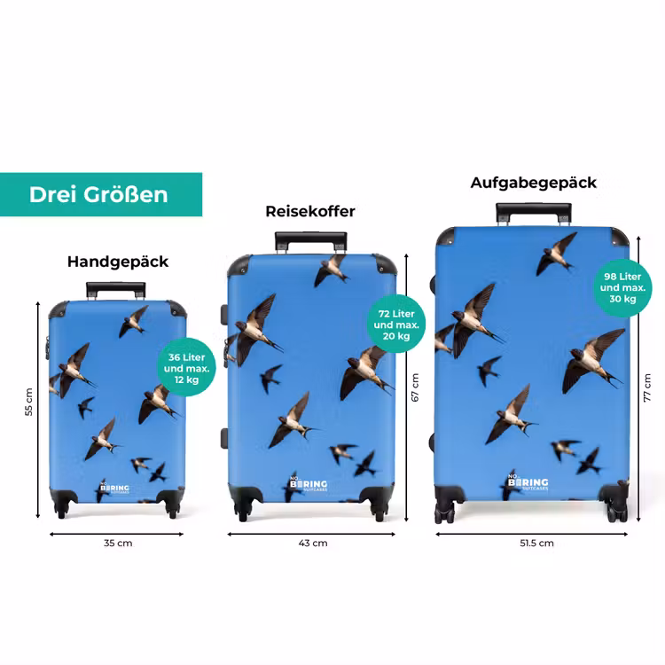 Koffer - Schwalben – Fliegen – Blau — 3