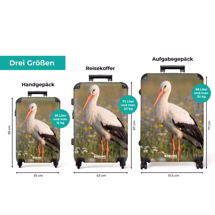 Koffer - Storch – Blumen – Wiese – Bunt — 3