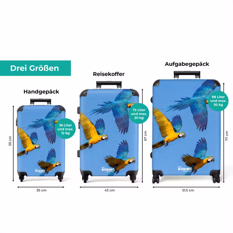 Koffer - Papagei – Fliegen – Blau – Gelb — 3