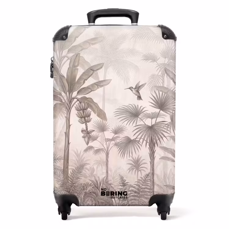 Koffer - Dschungel – Baum mit Ästen – Kolibri – Beige — 1