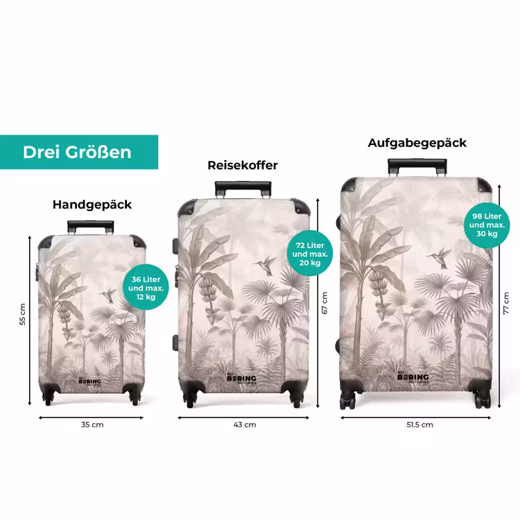 Koffer - Dschungel – Baum mit Ästen – Kolibri – Beige — 3
