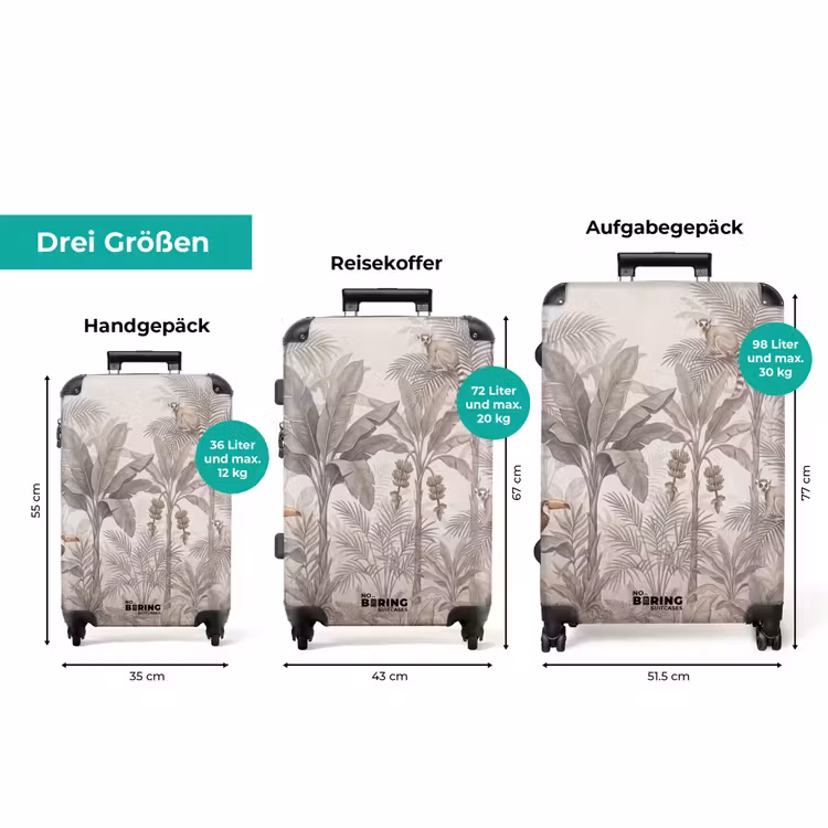 Koffer - Natur – Dschungel – Ringelschwanz-Lemur – Braun — 3