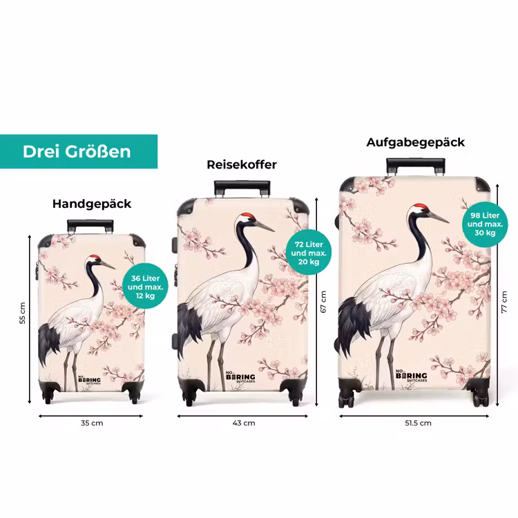Koffer - Asiatisch – Kranich – Beige — 3