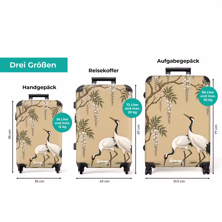 Koffer - Kraniche – Wasser – Beige — 3