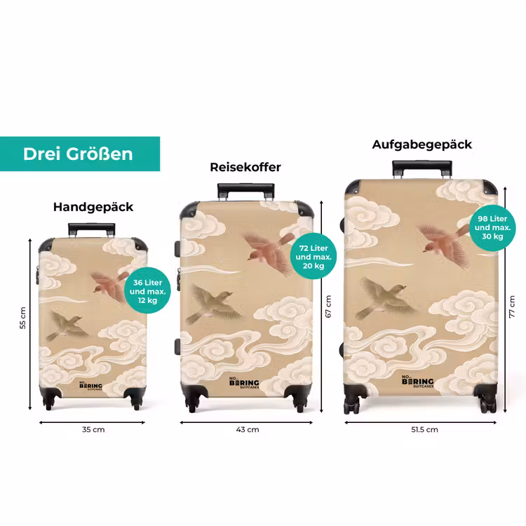 Koffer - Vögel – Fliegen – Beige — 3