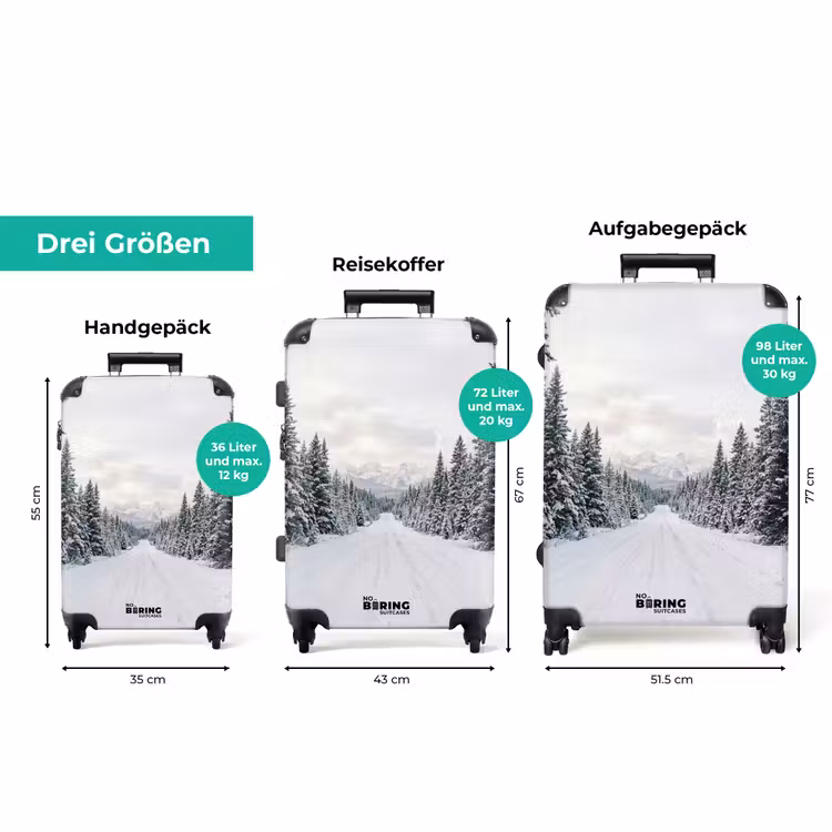 Koffer - Straße – Schnee – Nadelwald – Winter – Abenteuerlich — 3