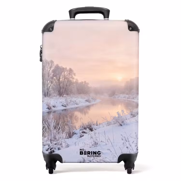 Koffer - Fluss – Winter – Landschaft – Schnee – Sonnenaufgang — 1