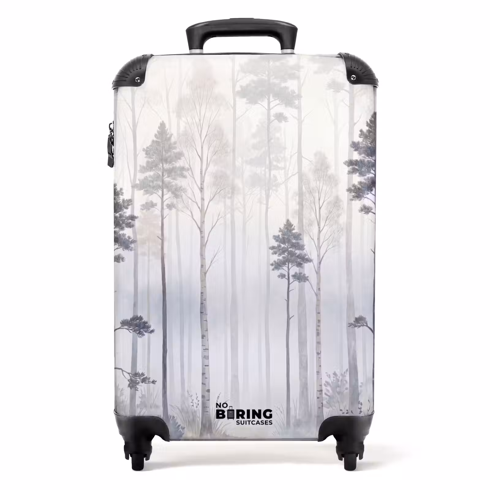 Koffer - Wald – Bäume – Nebel – Natur – Illustration – Grau — 1