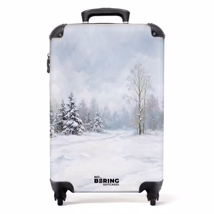 Koffer - Waldweg – Kiefern – Schnee – Winter – Beruhigend — 1