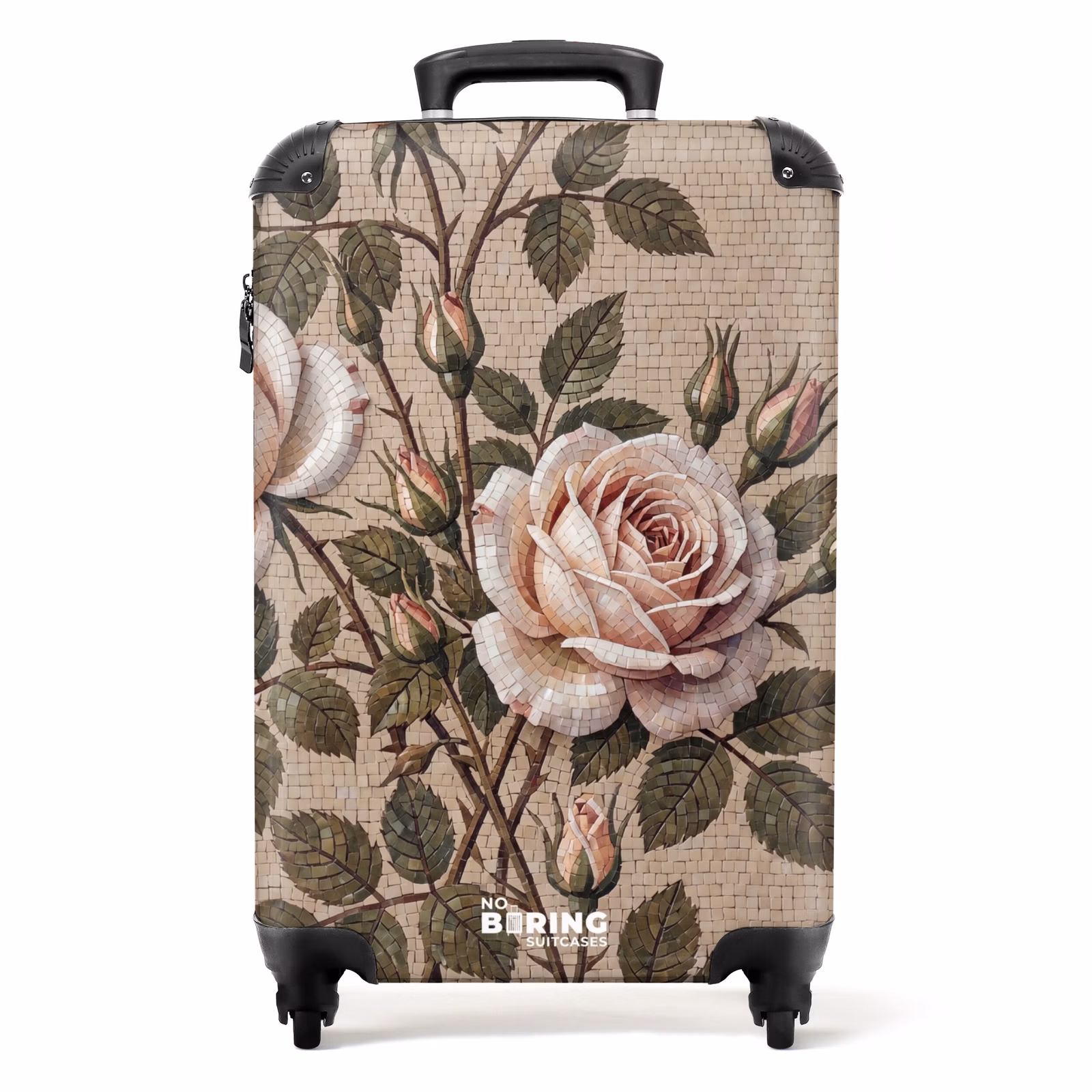 Koffer - Rose – Mosaik – Blumen – Klassisch – Beige — 1