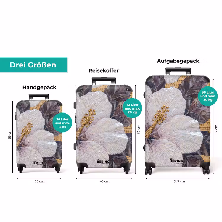 Koffer - Blumen – Mosaik – Kunst – Modern – Gold — 3
