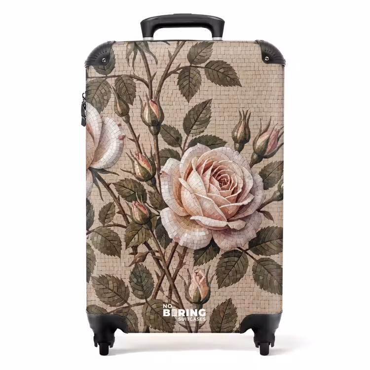Koffer - Rose – Mosaik – Blumen – Klassisch – Beige — 1