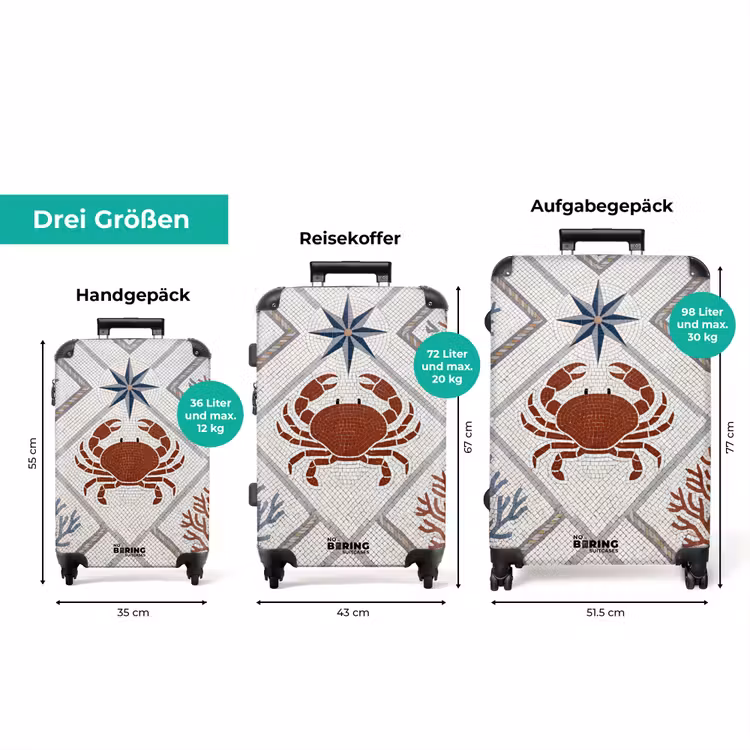 Koffer - Tier – Mosaik – Meer – Klassisch – Braun — 3
