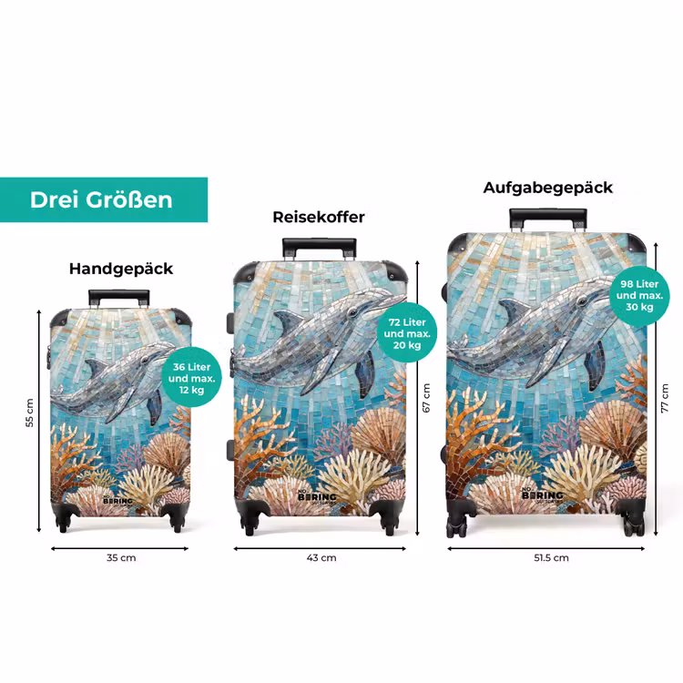 Koffer - Tiere – Mosaik – Ozean – Koralle – Blau — 3
