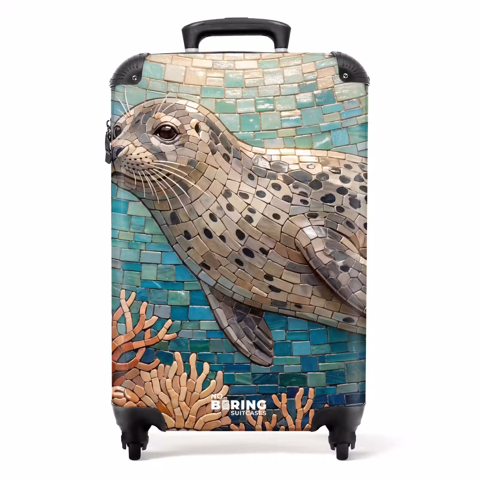 Koffer - Seehund – Mosaik – Unterwasser – Tiere – Blau — 1