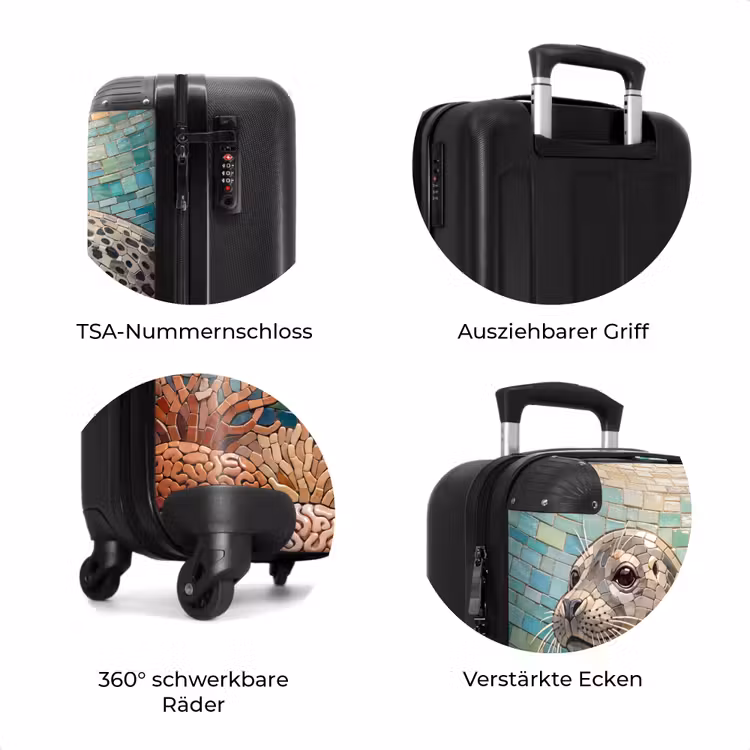 Koffer - Seehund – Mosaik – Unterwasser – Tiere – Blau — 8