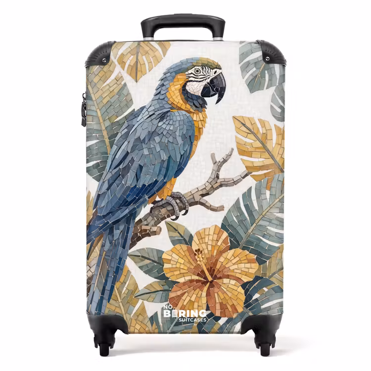 Koffer - Vogel – Ast – Natur – Mosaik – Blau — 1