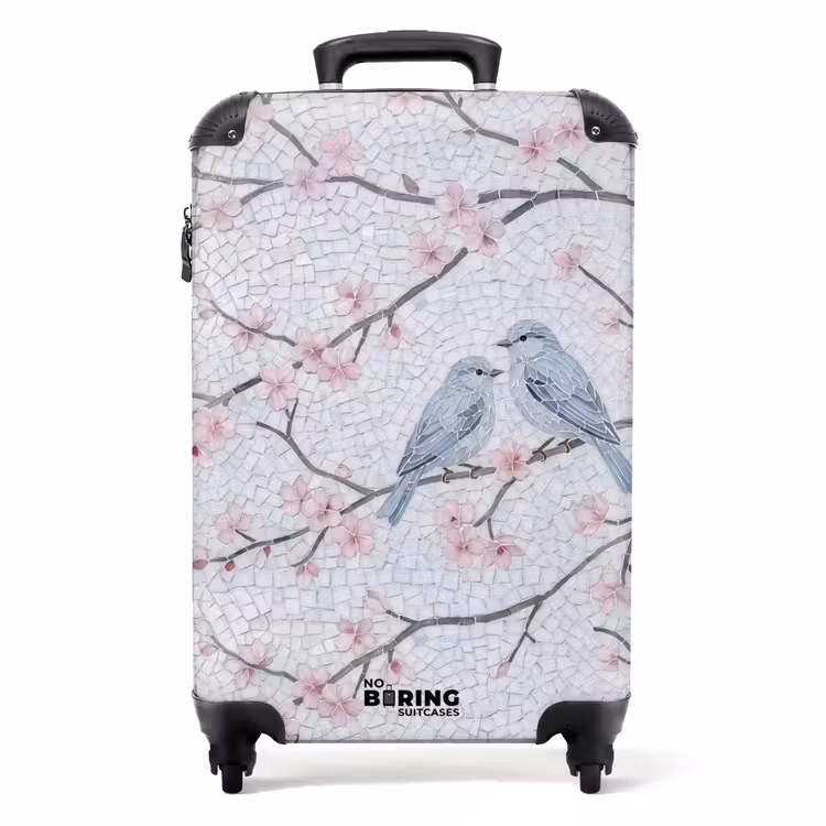 Koffer - Vogel – Blumen – Natur – Mosaik – Rosa — 1