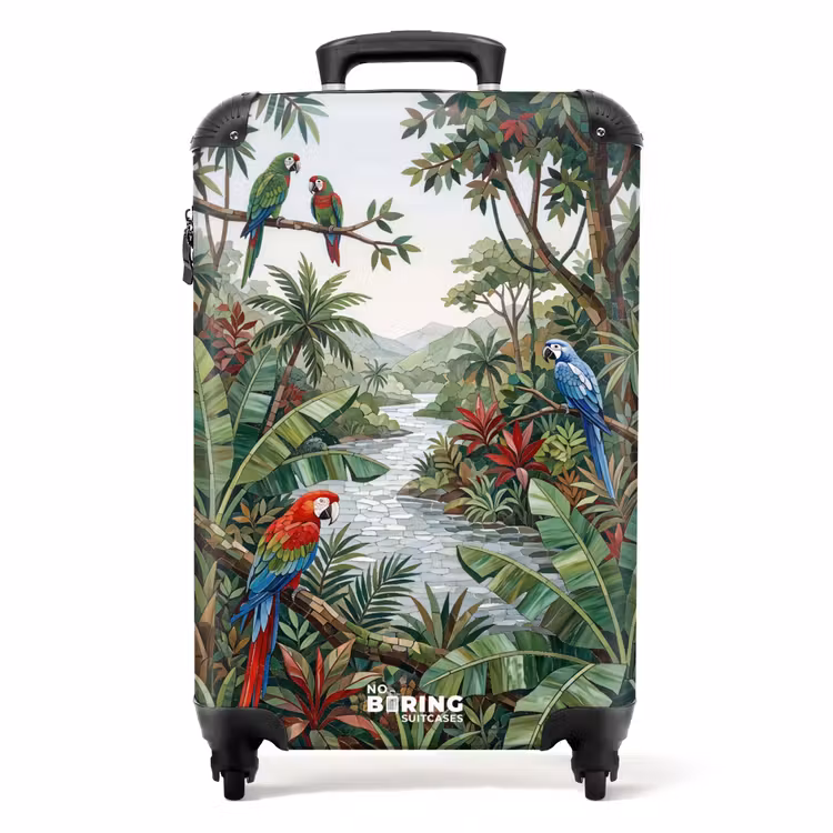 Koffer - Vogel – Dschungel – Natur – Mosaik – Grün — 1