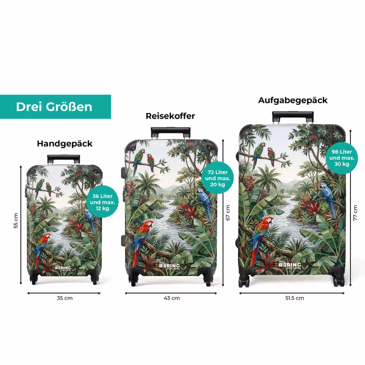 Koffer - Vogel – Dschungel – Natur – Mosaik – Grün — 3