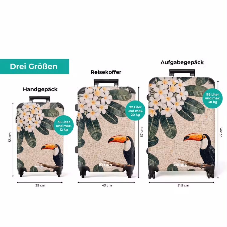 Koffer - Vogel – Mosaik – Tropisch – Natur – Bunt — 3