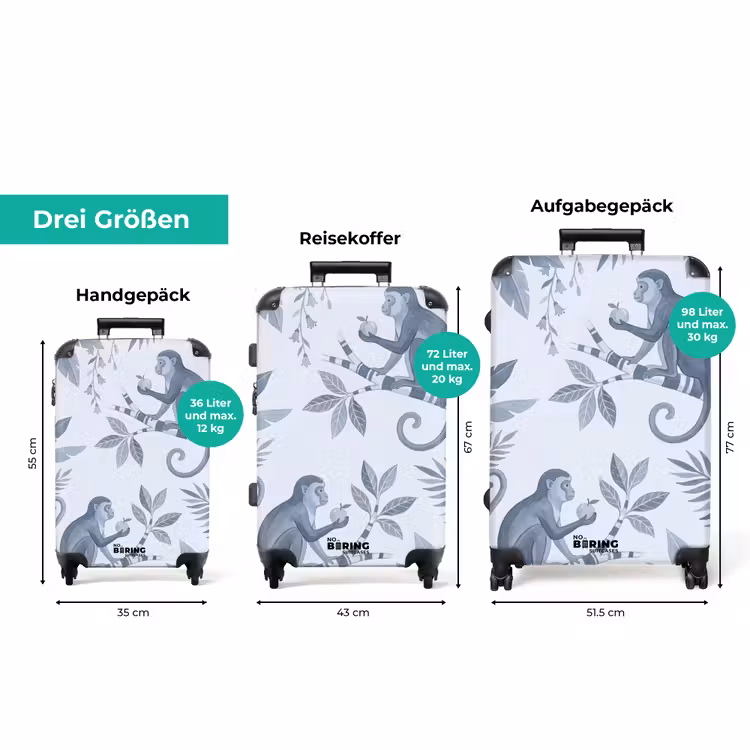 Koffer - Affe – Baum – Blätter – Dschungel – Illustration — 3