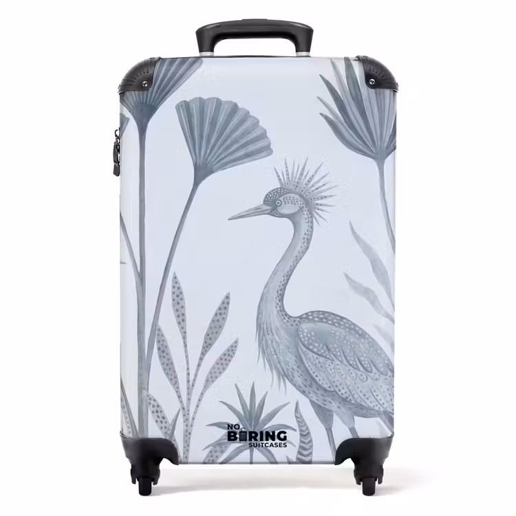 Koffer - Vogel – Tropisch – Illustration – Blaugrau – Natur — 1