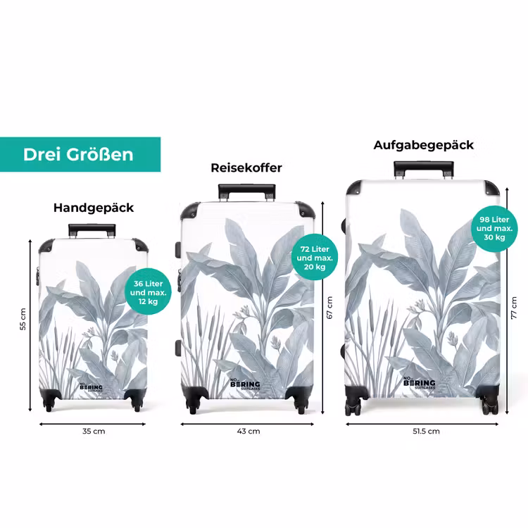 Koffer - Pflanzen – Blätter – Natur – Grau — 3