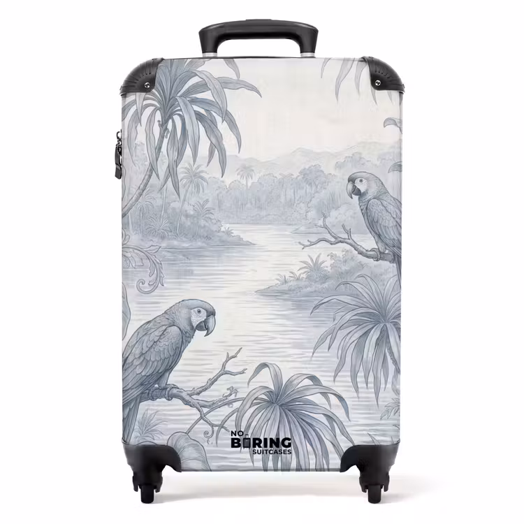 Koffer - Vogel – Fluss – Tropisch – Illustration – Blau — 1