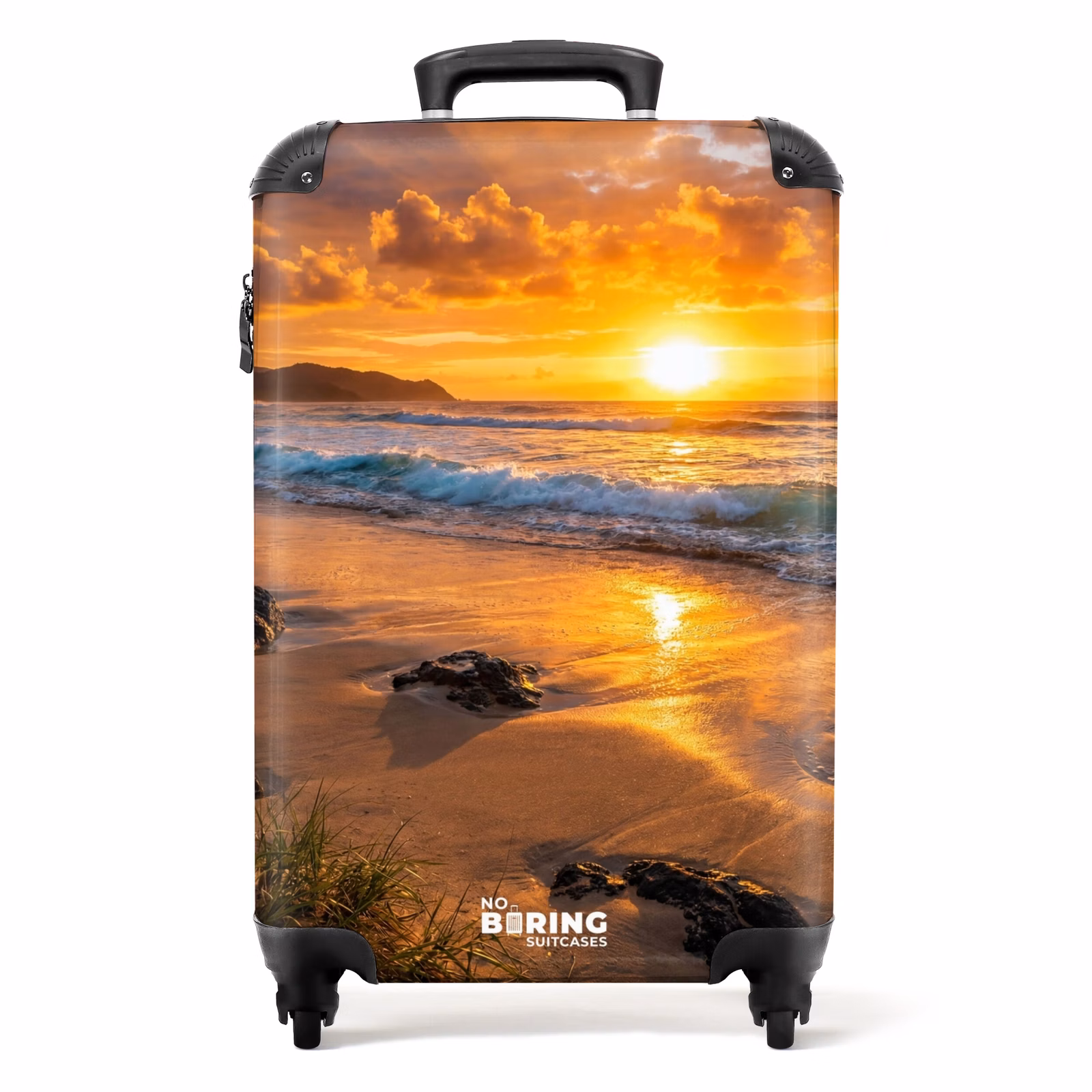Koffer - Strand – Sonnenuntergang – Wellen – Natur – Orange — 1