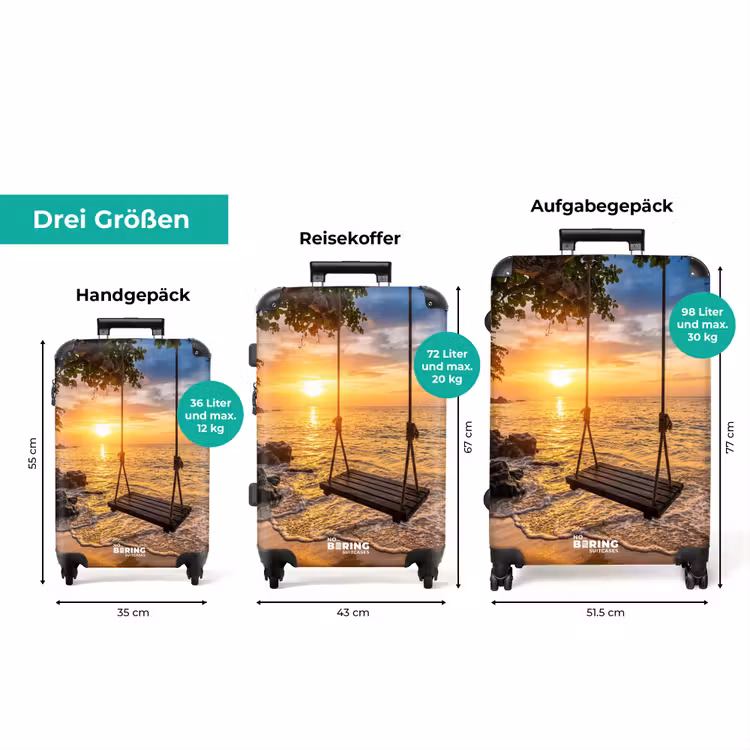 Koffer - Schaukel – Strand – Sonnenuntergang – Natur – Orange — 3