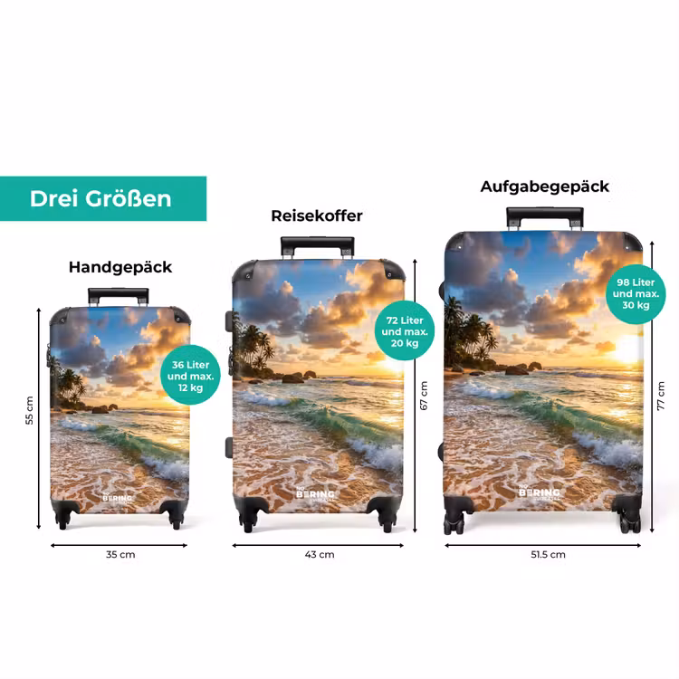 Koffer - Strand – Sonnenuntergang – Wellen – Natur – Gold — 3