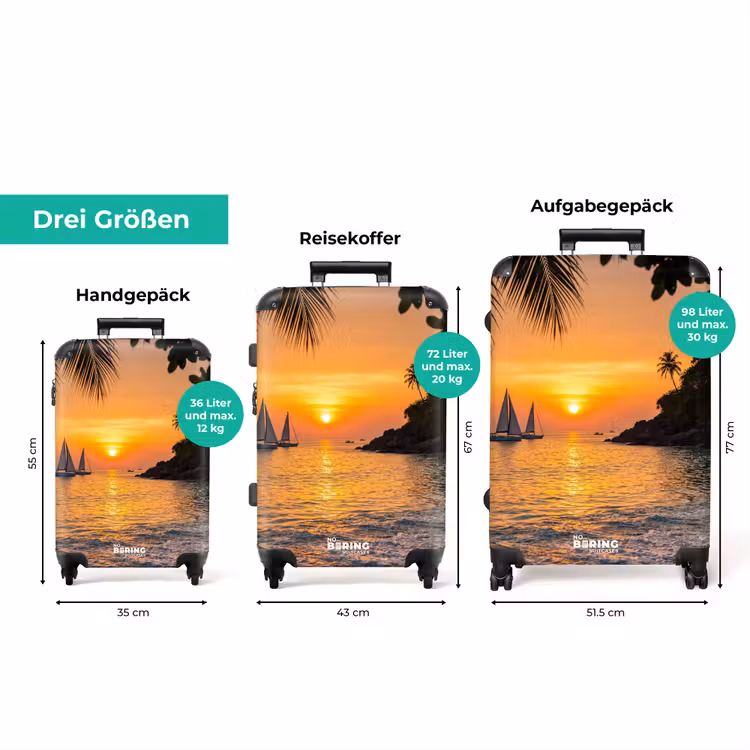 Koffer - Meer – Sonnenuntergang – Boot – Natur – Orange — 3