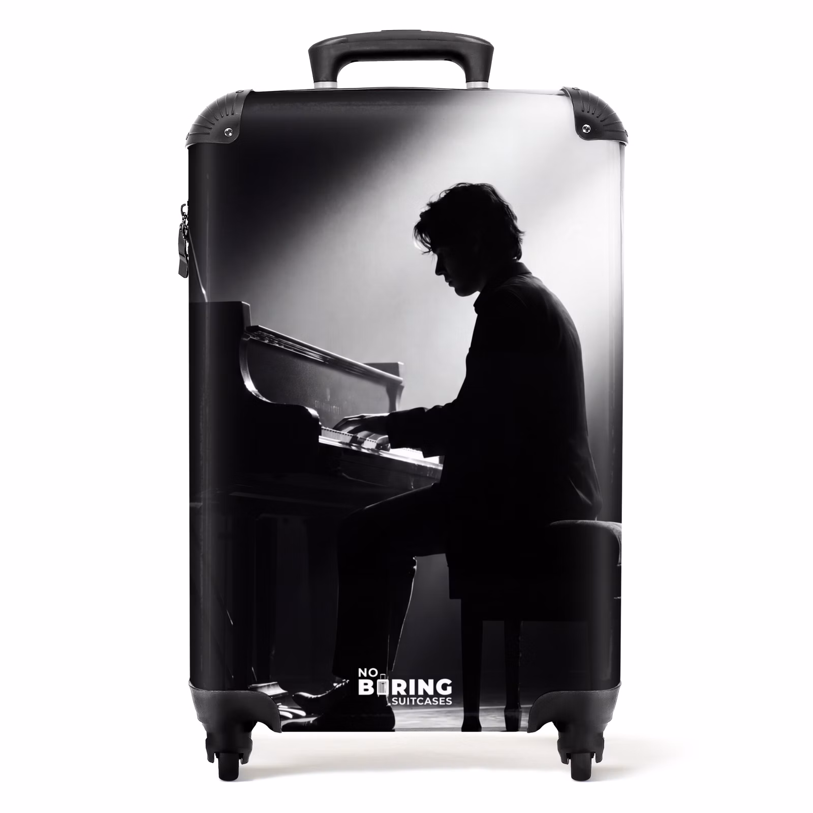 Koffer - Person – Klavier – Musik – Schwarz-Weiß – Bühne — 1