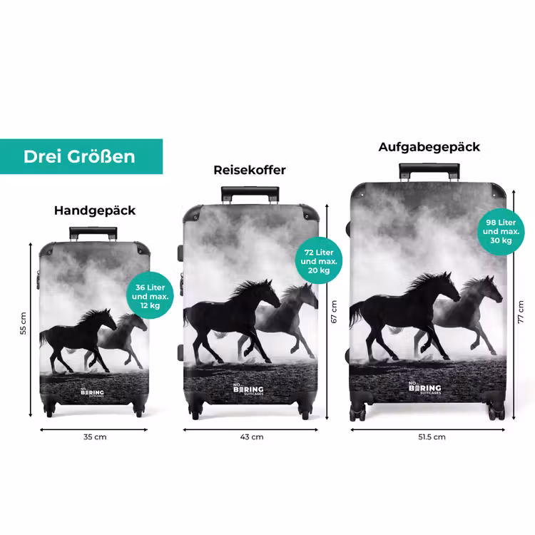 Koffer - Pferd – Stoff – Schwarz-Weiß – Tiere — 3