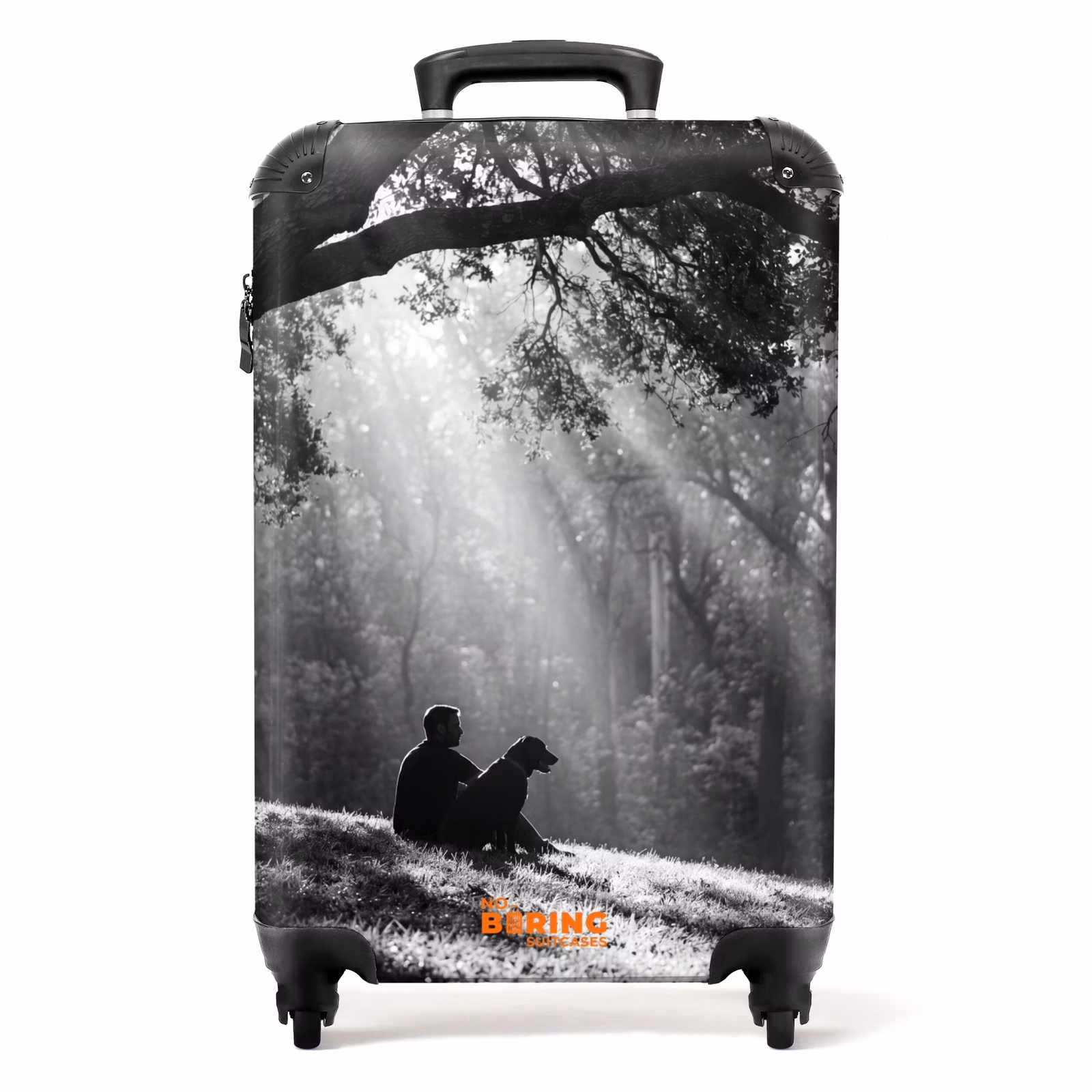 Koffer - Mensch – Hund – Natur – Schwarz-Weiß – Silhouette — 1