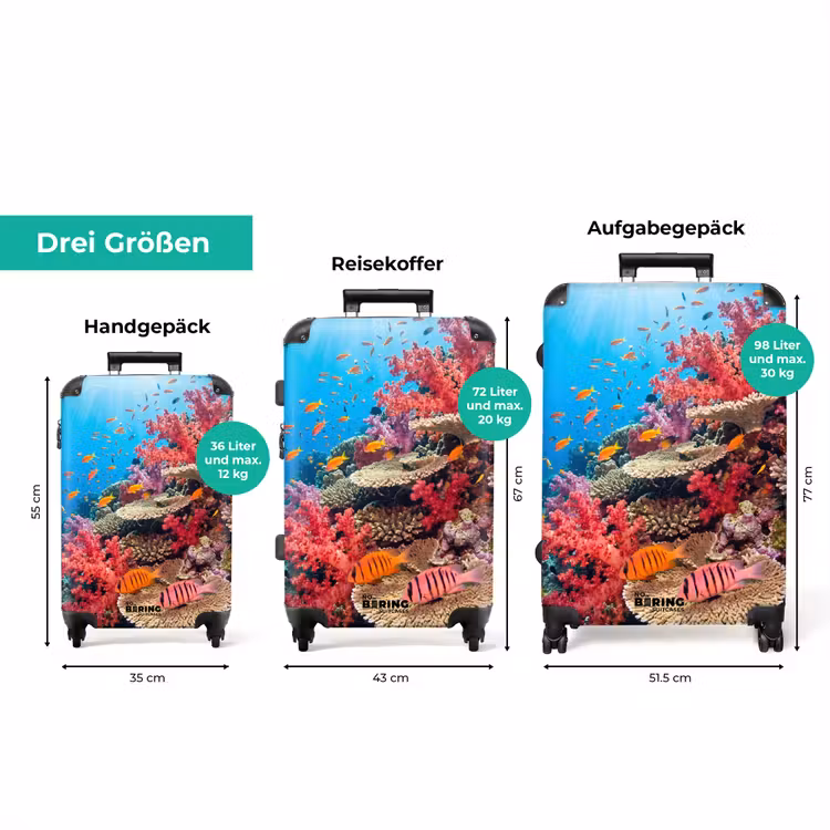 Koffer - Korallenriff – Fische – Unterwasser – Tropisch – Rot — 3