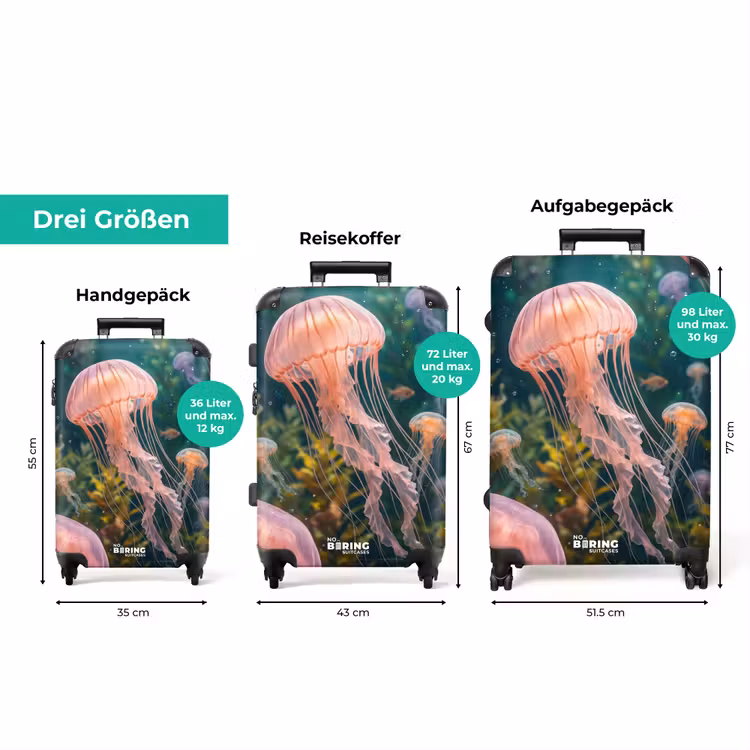 Koffer - Qualle – Rosa – Unterwasser – Meeresleben – Tiere — 3