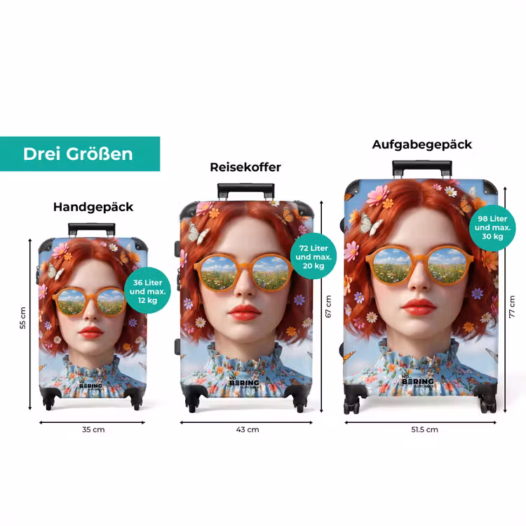Koffer - Frau – Blumen – Sommer – Porträt – Farbenfroh — 3