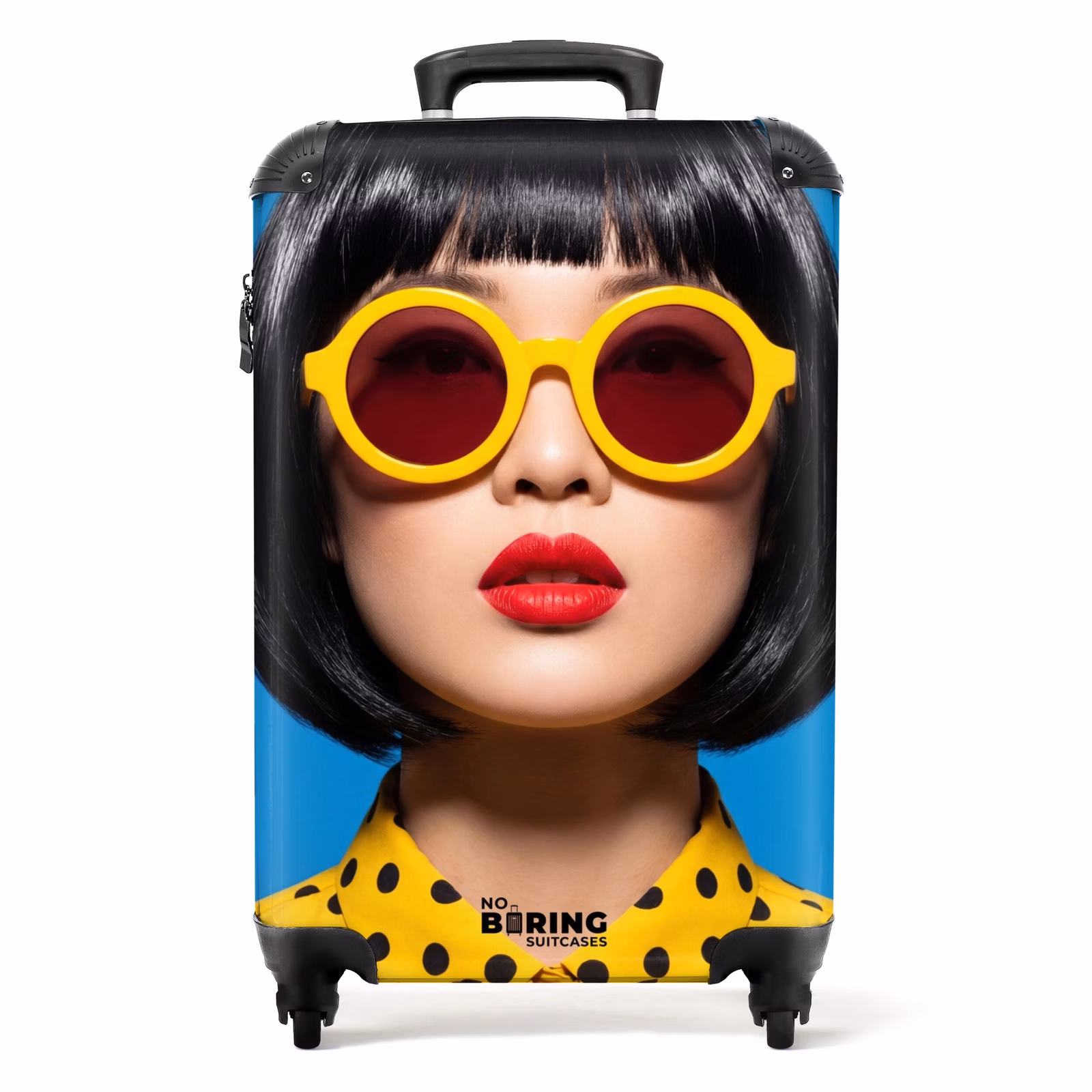 Koffer - Frau – Sonnenbrille – Pop-Art – Porträt – Gelb — 1