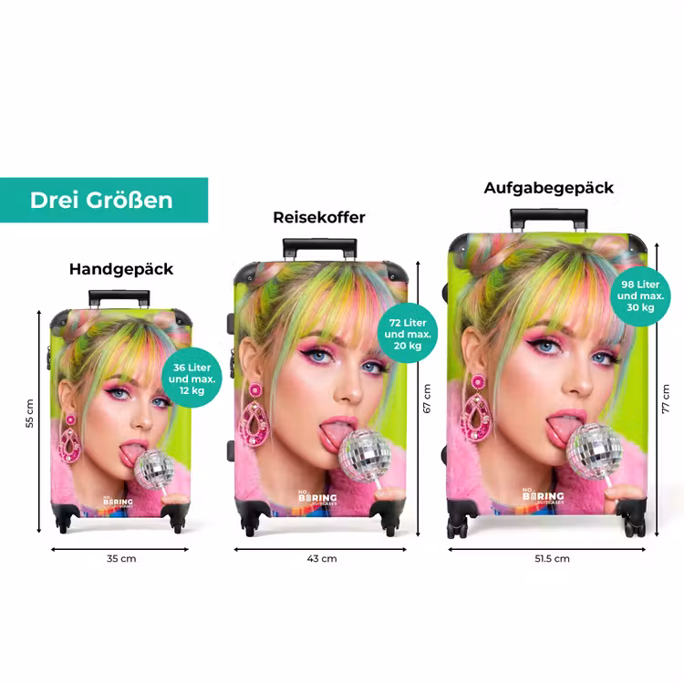 Koffer - Frau – Buntes Haar – Pop-Art – Modern – Lebhaft — 3