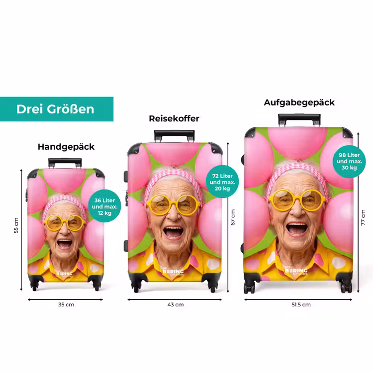 Koffer - Mensch – Luftballons – Party – Bunt – Rosa — 3