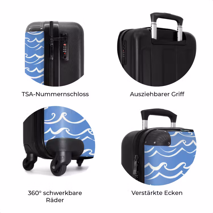 Koffer - Blau – Weiß – Schlicht – Gezeichnet – Wellen — 8