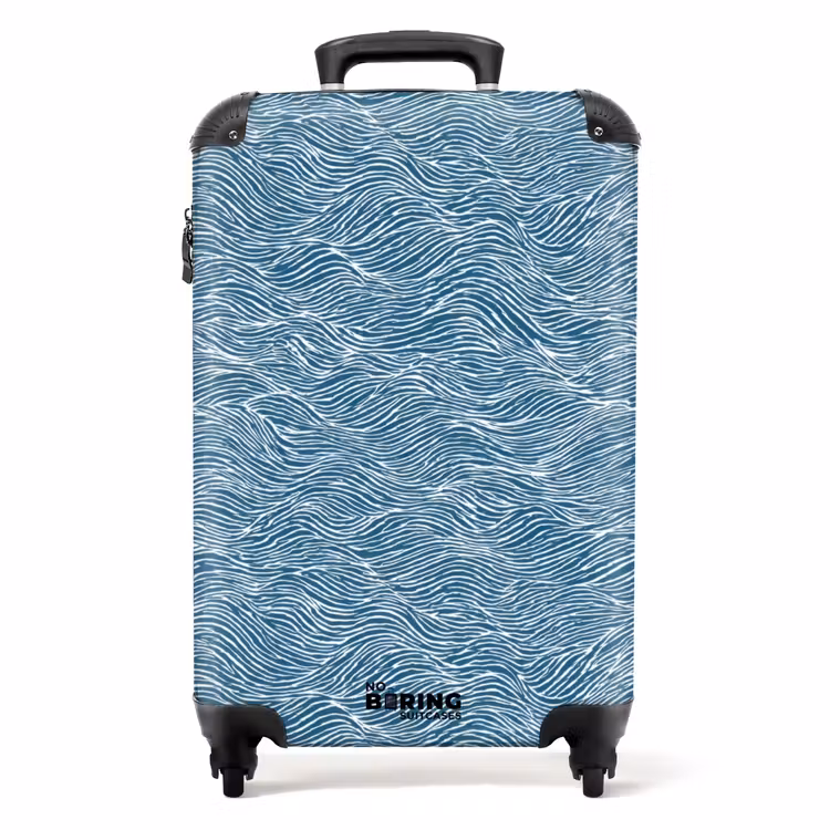 Koffer - Blau – Weiß – Wellen – Gezeichnet – Textur — 1