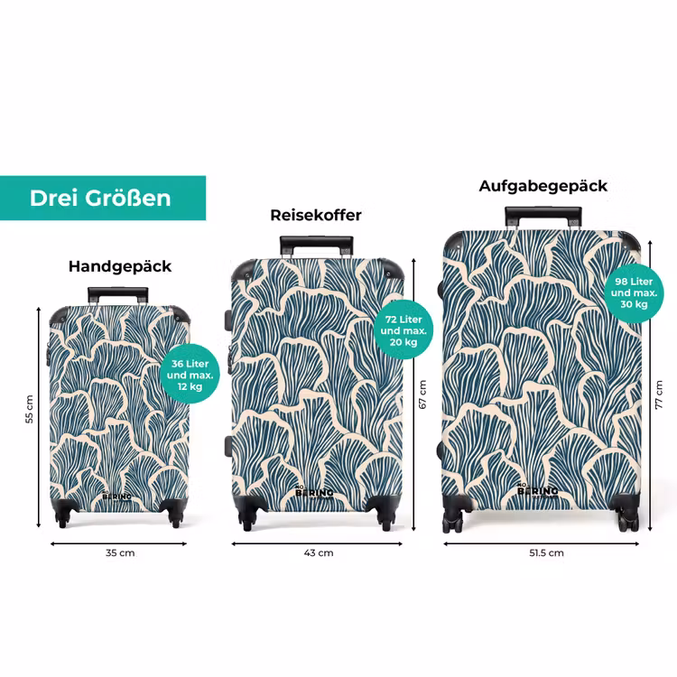 Koffer - Organisch – Blau – Creme – Muscheln — 3