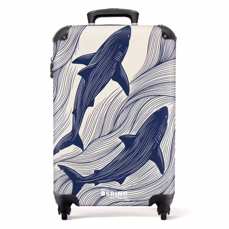Koffer - Fisch – Ozean – Strichzeichnung – Blau – Tiere — 1