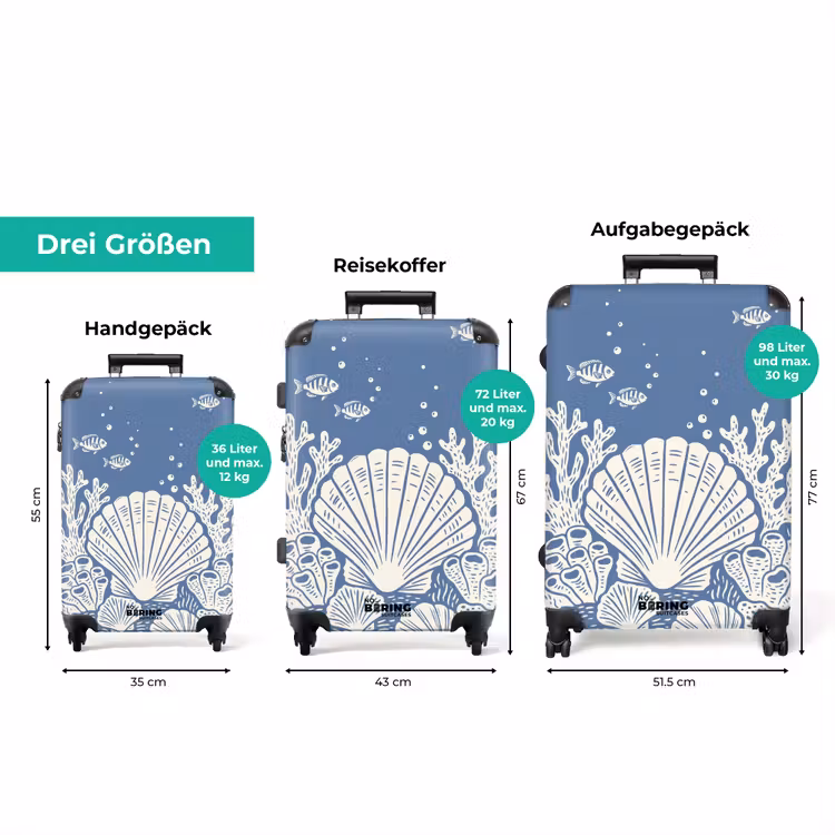 Koffer - Meeresleben – Koralle – Muschel – Fisch – Illustration – Unterwasserwelt — 3