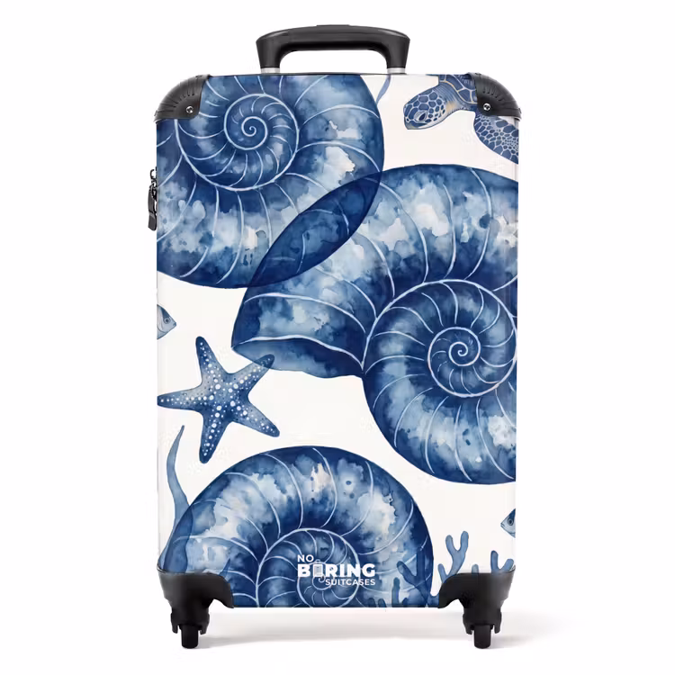 Koffer - Muschel – Spirale – Meeresleben – Aquarell – Blau — 1