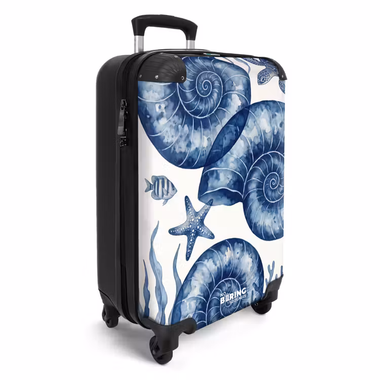 Koffer - Muschel – Spirale – Meeresleben – Aquarell – Blau — 2
