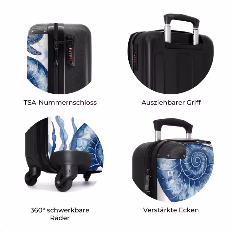 Koffer - Muschel – Spirale – Meeresleben – Aquarell – Blau — 8